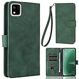 京セラ かんたんスマホ3 A205KC ケース 手帳型 【 ストラップ 一本付 】 適用 かんたんスマホ3 A205KC ワイモバイル スマホケース かんたんスマホ3 手帳ケース A205KC 手帳型ケース かんたんスマホ3 カバー ケース a205kc カバー かんたんスマホ3 case 【Heofuixt】 滑り止め 合成レザー スタンド ストラップホール付き ストラップ付き 窓口式 カード入れ マグネット 手帳ケース カードケース つや消し 落ち着いた色 ダークグリーン エメラルド