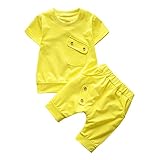 Cutelove 子供服 Tシャツ＆パンツ 上下セット Tシャツ 上着 男の子 赤ちゃん キッズ 可愛い ポケット付き 半袖 ズボン 夏 カジュアル 2色