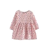 leewaベビー女の子キッズ水玉プリント長袖パーティードレス( 5t、ピンク)