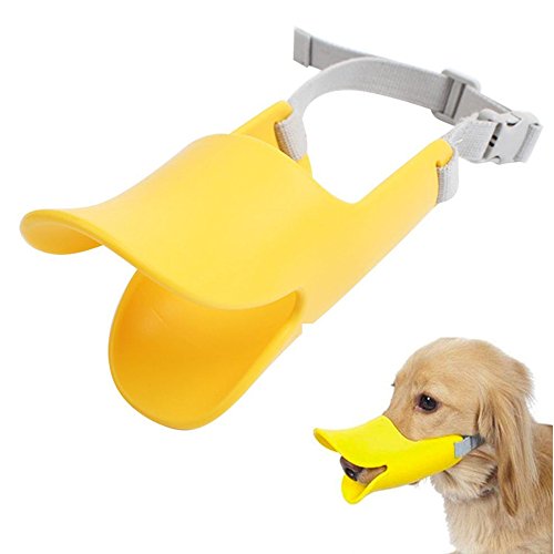 Felicely ペット用マスク アヒル口の形マスク 犬用無駄吠え 拾い食い 噛みつき しつけ 家具破壊防止 キズ舐め止め 口輪 小型・中型犬・大型犬 (S, イエロー)