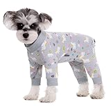 MEIAOJIA 犬服 犬 小型犬 術後服 寝間着 長袖 犬術後服 ジャンパー着 男女兼用 犬 介護服 離乳服 皮膚保護 傷舐め 引っ掻き防止 子犬 柔らかい 通年 灰仔馬 M
