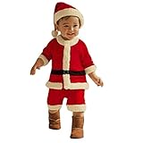 赤ちゃんクリスマス服、todaiesベビーサンタクリスマストップス+パンツ+帽子+靴下4点服セットボーイズガールズファッション長袖服装 2-3T レッド3