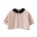 ベビー服 BOBOGOJP 可愛い 無地 コットンシャツ キッズ ベビー 女の子 Tシャツ 薄手 子供服 通気性 幼児上着 バットシャツ 春夏着 上着 日常 通学 お出かけ (24M/92, ベージュ