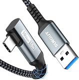 SUNGUY USB Type C ケーブル L字 1.2M USB3.1 Gen2 10Gbps データ転送 タイプ c ケーブルUSB-A to USB-C 3A高速充電 Android Auto対応 ナイロン編み 高耐久性 Galaxy S22 Ultra/iPad Pro/iPad air/Sony Xperia/Yogaその他USB-C機器対応 1.2m ブラック
