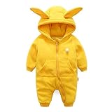 Deylaying 新生児 赤ちゃん 男の子 女の子 防風 可愛い ラビット 赤ちゃん 幼児 長袖 コットン ロンパース フード付き 防寒 カバーオール 春秋 アウターウェア 出産祝い 衣装 9-12