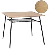 ANT-2831NA ダイニングテーブル 幅90×奥行60×高さ72cm ( オーク材 スチール脚 ブラック ダイニングテーブル 省スペース 机 食卓 デスク 作業台 収納 フェンス棚 一人暮らし 新生活 新婚 北欧 ナチュラル シンプル 