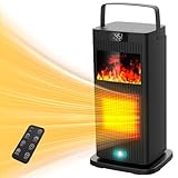 Leteton 暖炉型 3D疑似炎 セラミックヒーター 1秒速暖 人感センサー 1500W 大風量 リモコン付 ECO恒温 安全機能