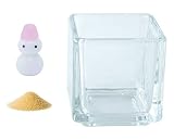 花市場直送便 ミニチュアガラス 雪ダルマ ピンク & カラーサンド クリーム & 植え込み用グラス ニューブロックS
