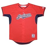 ユースCleveland Indians Dri - Fit Baseball Jersey with刺繍ロゴ M(10/12) レッド
