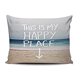 salleingカスタムファッションホーム装飾枕カバーThis Is My Happy Placeビーチ正方形枕カバークッションケース1つ両面印刷 12"x20"