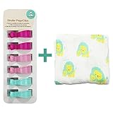 BTN Ultra-Soft 100% Muslin Swaddling Receiving Blanket Lion with 6 Stroller Pegs for Girls by Born t
