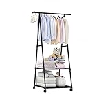 Carfeny コートラック ハンガーラック 収納 衣類 ラック キャスター付き 簡単に移動 耐荷重 75kg 幅55×奥行42×高さ160cm (ブラック)