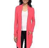 HyBrid & Company レディーズ レディース着物カジュアルオープンフロントドレープロングカーディガンポケット付き 2Xプラス ピンク