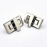 【KAMONレザー】ヒネリ金具 シルバー 2組セット 45㎜×22㎜ ひねり 留め具 レザークラフト 手芸 金具 ヒネリ錠 パーツ