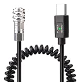 KOERTACOO BMPCC 4K/6K トリガー コイル状電源ケーブル Blackmagic Pocket Cinema Camera 4K/6K USB C Type-C PDオスコネクター Weipu SF61B/S2 2ピン セルフロックコネクタ 電源インジケータ付き