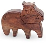 Finn + Emma Natural Wood Baby Neutral Rattle Teether - Hippo by Finn + Emma