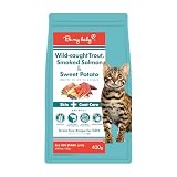 Be my baby グレインフリー キャットフード (こだわり素材を低温調理) スーパーフード配合 ドライ (400g, 天然トラウト スモークサーモン＆さつまいも)