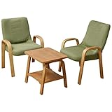 アビライト 大川家具 広縁・縁側 背部 リクライニング式 テーブル・チェア3点セット グリーン SKT-0061