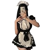 [Sriben] メイド服 コスプレ セクシー エッチ 豪華セット カチューシャ ワンピース エプロン かわいい メイド コスチューム 胸空き 過激 制服 レディース コスプレ 仮装 喫茶店 カフェ (ブラック, M)