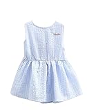 [ジャンーウェ] ベビー服 子供服 女の子 ワンピース ドレス ストライプ ノースリーブ プリンセス 蝶結び かわいい ブルー90
