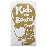 ゴールド（金） 犬 ヨークシャテリア ネクタイ 風船 Kids on board キッズオンボード ステッカー 窓ガラス用シールタイプ 車 戌 干支 動物