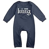 noxidn smwi Baby Infant Romper Last King Long Sleeve Playsuit服装、ネイビー カラー: ブルー