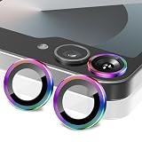 Annruiio For Galaxy Z Flip 6 カメラフィルム [2枚入り] サムスンギャラクシー Galaxy Z Flip 6用レンズカバー カラフルアルミ合金 9H硬度 露出オーバー防止 衝撃吸収 高透過率 貼り付け補助ツール付き簡単貼付 ケースに干涉なし レンズ保護ケース Galaxy Z Flip 6 対応カメラカバー Galaxy Z Flip 6
