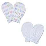 西松屋 [EFD] 2枚組ミトン（ボーダー＆ウサギ・ゾウ） 【新生児50-60cm】　ブルー