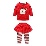 domybest ベビー服　肌着　長袖トップスとロングパンツ上下二点セッド　スカート　赤ちゃん　クリスマス　コットン　パジャマ　ルームウェア　普段着　春夏秋 (80)