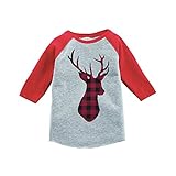 カスタムパーティーShop Youth Plaid鹿クリスマスラグランシャツレッド カラー: レッド