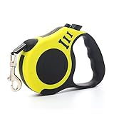 【良品CUORA】犬 リード 伸縮 5m 自動巻き取り式 小型犬 中型犬 荷重15kg 伸びるリード 犬散歩散歩 軽量 (イエロー)