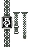 [AriRi] アップルウォッチ バンド レース柄 ラバー シリコン ベルト 38mm 40mm 41mm 42mm/10のみアップルウォッチ 10 9 se 8 7 5 4 (38mm/40mm/41mm, カーキ)