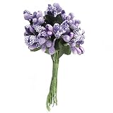 OurWarm花 枯れない果実 造花 花束 フラワー 結婚祝い プレゼント 送別 バラ 花束 誕生日 祝い 本物そっくり ブーケ お祝い 飾り ギフト12本セット (紫)