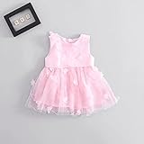 女の子の服 チュールワンピース 夏スカート Pojour 1-6歳キッズ用 子供かわいいキャミソール 綿 通気 ピンク(90cm)