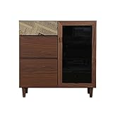 国産大川家具の収納家具 キャビネット 完成品 デザイン家具ココアシリーズ 幅80㎝ ガラスキャビネット 本棚 収納チェスト おしゃれ 日本製 ウォールナット 北欧 (幅80 キャビネット)