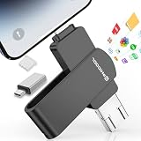 256GB USBメモリ [アプリ不要 アルバム直接保存！]４in1 Phone/Android/PC対応 phone から 直接 usb に 写真 を 移す/バックアップ可能 スマホデータ保存 外付けメモリ Type-C搭載 大容量外付けストレージ フラッシュメモリスマホ容量不足解消 高速 データバックアップ転送対応 ! (ブラック, アプリ不要256GB)