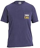 NCAA LSUタイガース野球フレーム半袖ポケットTシャツ、スモール、グレープ