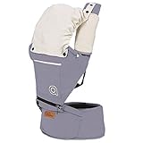 抱っこ紐 防寒 ベビーキャリア 新生児から使える抱っこひも lanova おんぶもできる (スリーピングフード&よだれカバー付き) グレー 無地