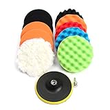 KKmoon 3インチ ポリッシング スポンジ バフ ワックス研磨 砥石ツール スポンジパッド ドリルアダプターキット 車磨き塗装仕上げ研磨艶出し目消し傷取り水垢取り 【11個セット】