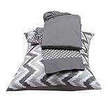 Bacati 3 Piece Mix and Match Zigzag/Dots Toddler Bed Sheet Set, Grey by Bacati [並行輸入品]