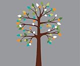 Childrens壁デカール、ホワイトツリー壁デカール、Perfect forシェルフまたは棚 Vinyl Narrow Tree (60"W x 89"H) オレンジ NarrowShelf_c80