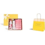 【セット買い】ロクシタン(L'OCCITANE) フローラルハンドクリーム 2本セット タオル付きギフトセット ギフト 送別 誕生日 プレゼント + ロクシタン(L'OCCITANE) ショッパーバッグ イエロー S 1個 (x 1)