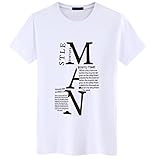 【Smile LaLa】 メンズ tシャツ シャツ 半袖 おしゃれ プリント 無地 大きい サイズ 夏 シンプル ロゴ (ホワイト, M)