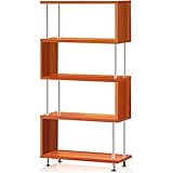 ottostyle.jp S字 オープンラック 5段 【4カラー】 収納棚 木目調 間仕切り アジャスター付き ディスプレイラック / シェルフ ジグザグラック リビング キッチン (ブラウン)