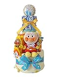 おむつケーキ アンパンマン 新生児肌着セット＆ベビーグッズ付き 3段 男の子用 (パンパースSサイズ（28枚入り）)