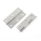 ドアバットヒンジ，SODIAL(R) 2件の折りたたみクロゼット　キャビネット　ドア　バットヒンジ　ネジ付き　3インチの長さ　シルバー