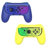 ジョイコングリップ 2個セット Switch Joy-Con ハンドルグリップ Switch 有機ELモデル/Switch/Switch Lite対応 おすそわけ用最適 持ちやすい 素早く反応 取付簡単 保護ケース 耐衝撃 Switch OLED カバー スプラ3 Blue&Yellow