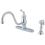 KINGSTON BRASS KS1571BLBS Heritage 8-Inch Single Handle Kitchen Faucet with Brass Sprayer, Polished 