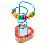 木製ミニ鏡ビーズコースター　子供の知育玩具　木のおもちゃ　推奨年齢６カ月から