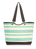 Thirty One Euro Straw Tote Turquoise Stripe by Thirty-One [並行輸入品]